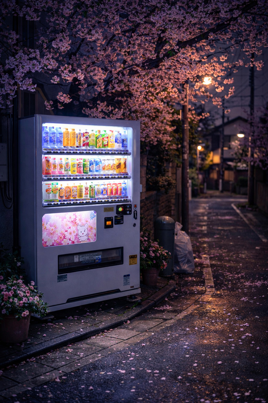 雨上がりの夜にやわらかく光る東京の街角