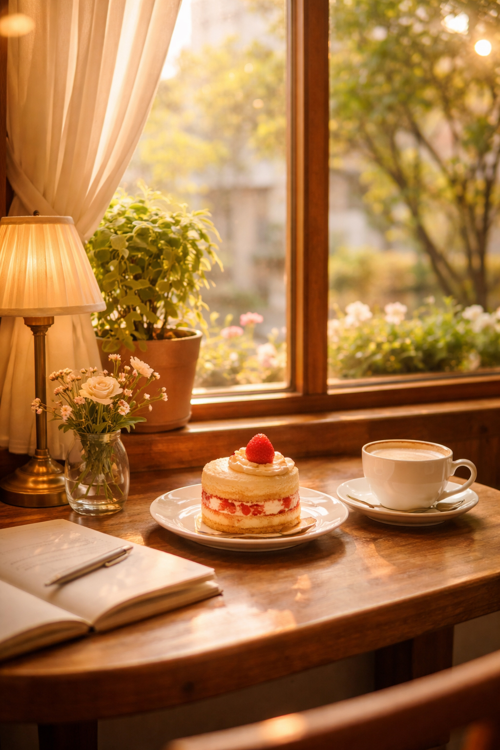 窓辺の光がやわらかく差し込む東京のカフェ時間