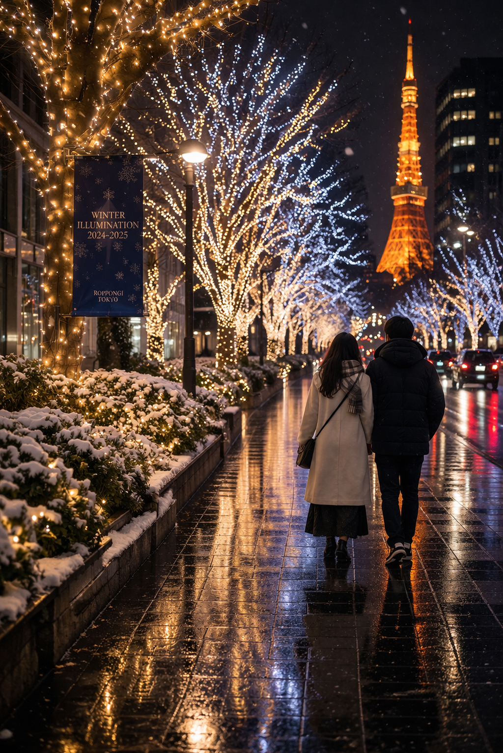 冬の東京のきらめく夜